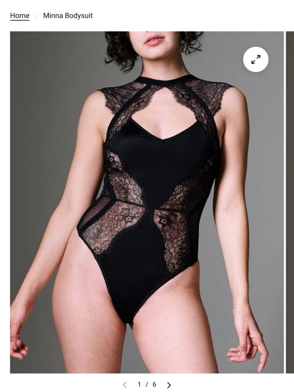 Thistle and Spire Minna Black Lace-Trim Bodysuit